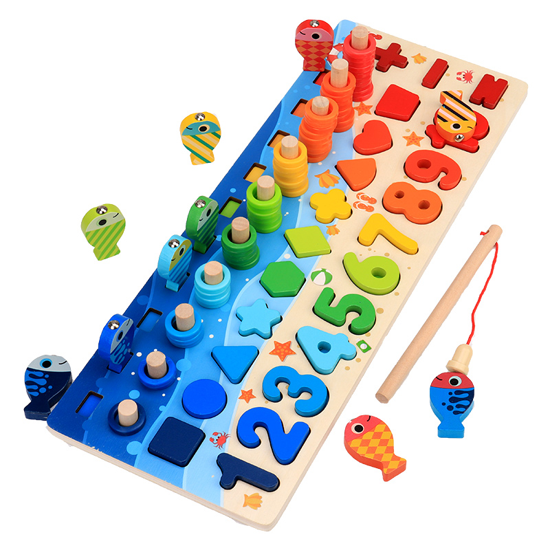 Montessori Educational Wooden Toys for Kids Montessori Toys Board Math Fishing Montessori Toys Educational for 1 2 3 Years Old